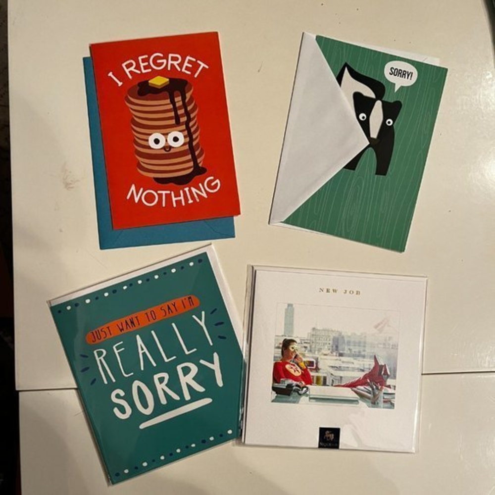 I'm Sorry / New Job / Blank Greeting Card (Lot of 4 Cards) (new)